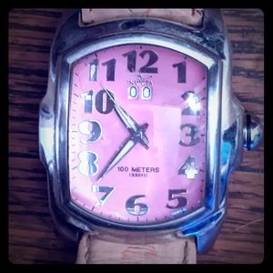 Women's vintage XL Invicta pink bubble face watch